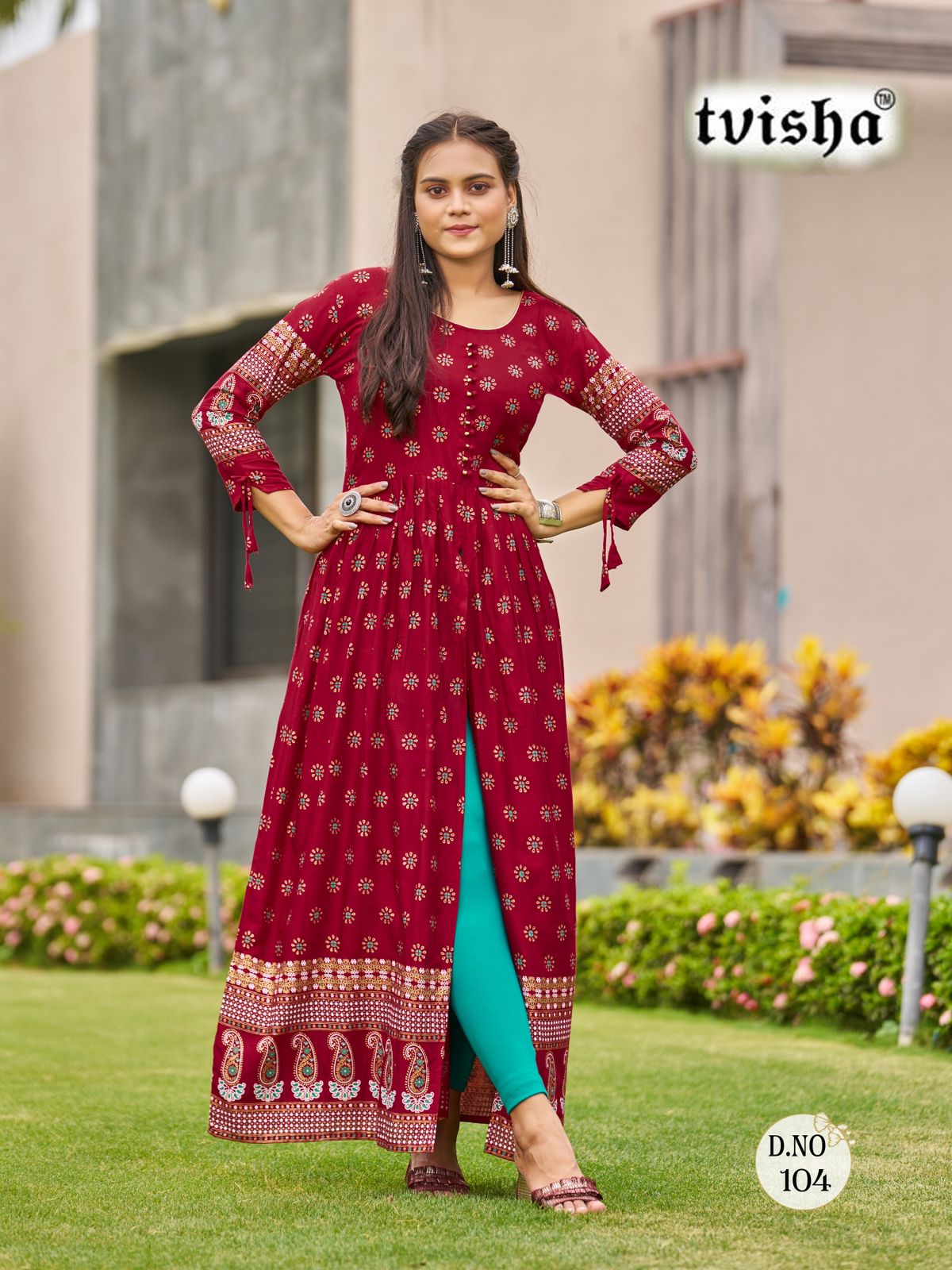 Women's Gorgeous Blue-Red Coloured Flared Kurti Dress kurti – fashionnaari